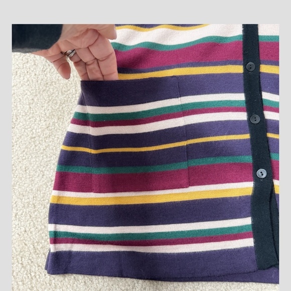Aldo Martins Striped Cardigan Button Front VNeck Multi Color Sweater Lightweight - Picture 10 of 15